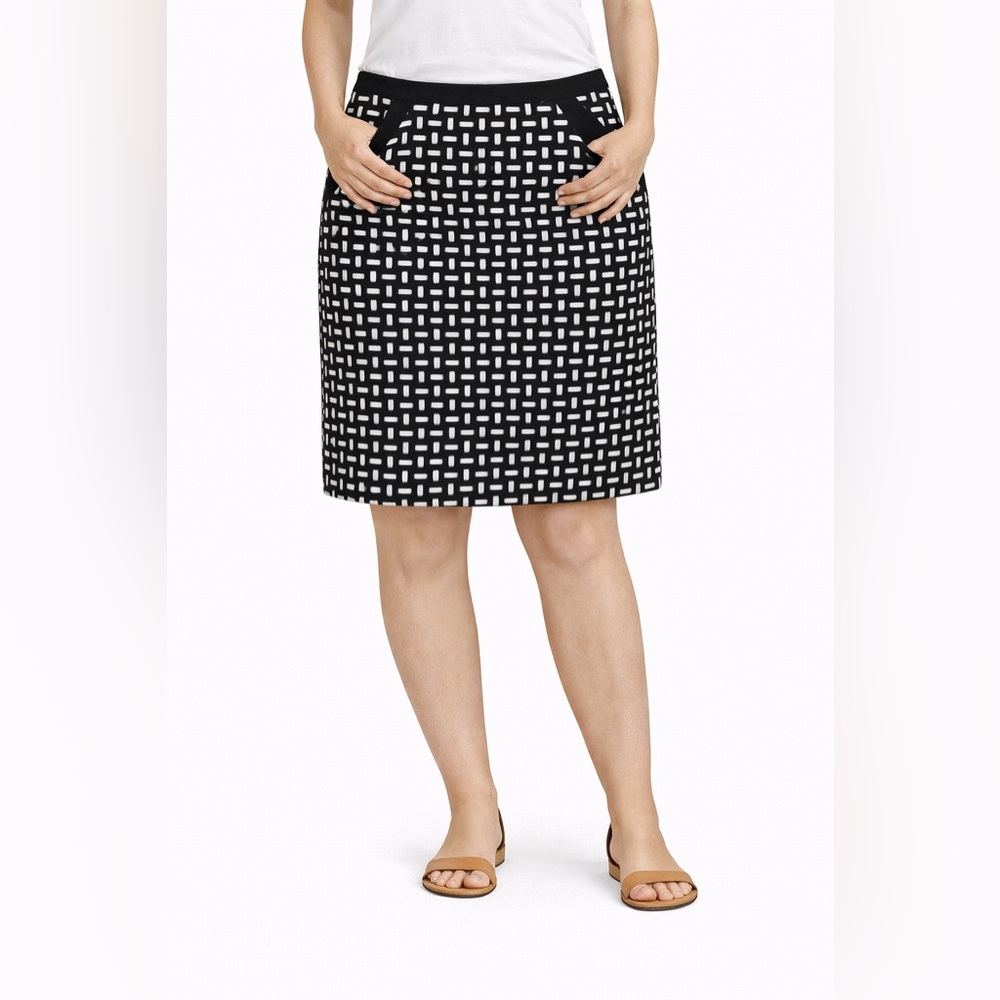 Talbots Black &‎ White Checked Wool Skirt
